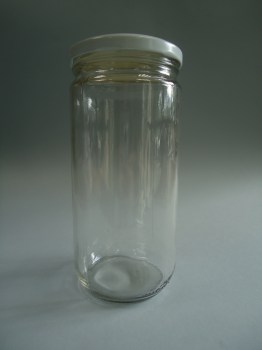 Transparente: Bote vidrio tapa metálica blanca twist 250 ml. (caja 100 uni.)
